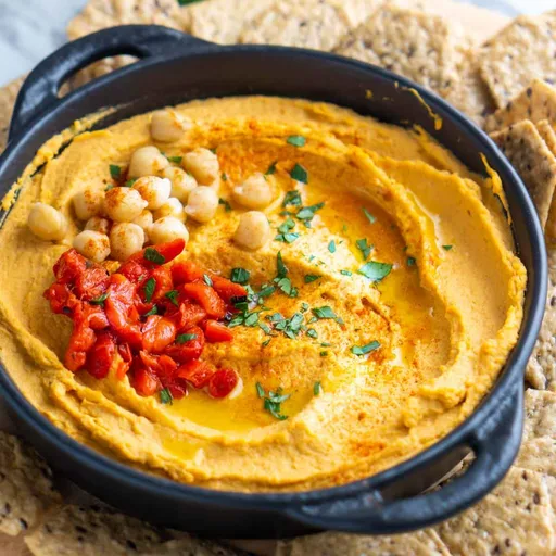 Receta de hummus de pimiento rojo asado