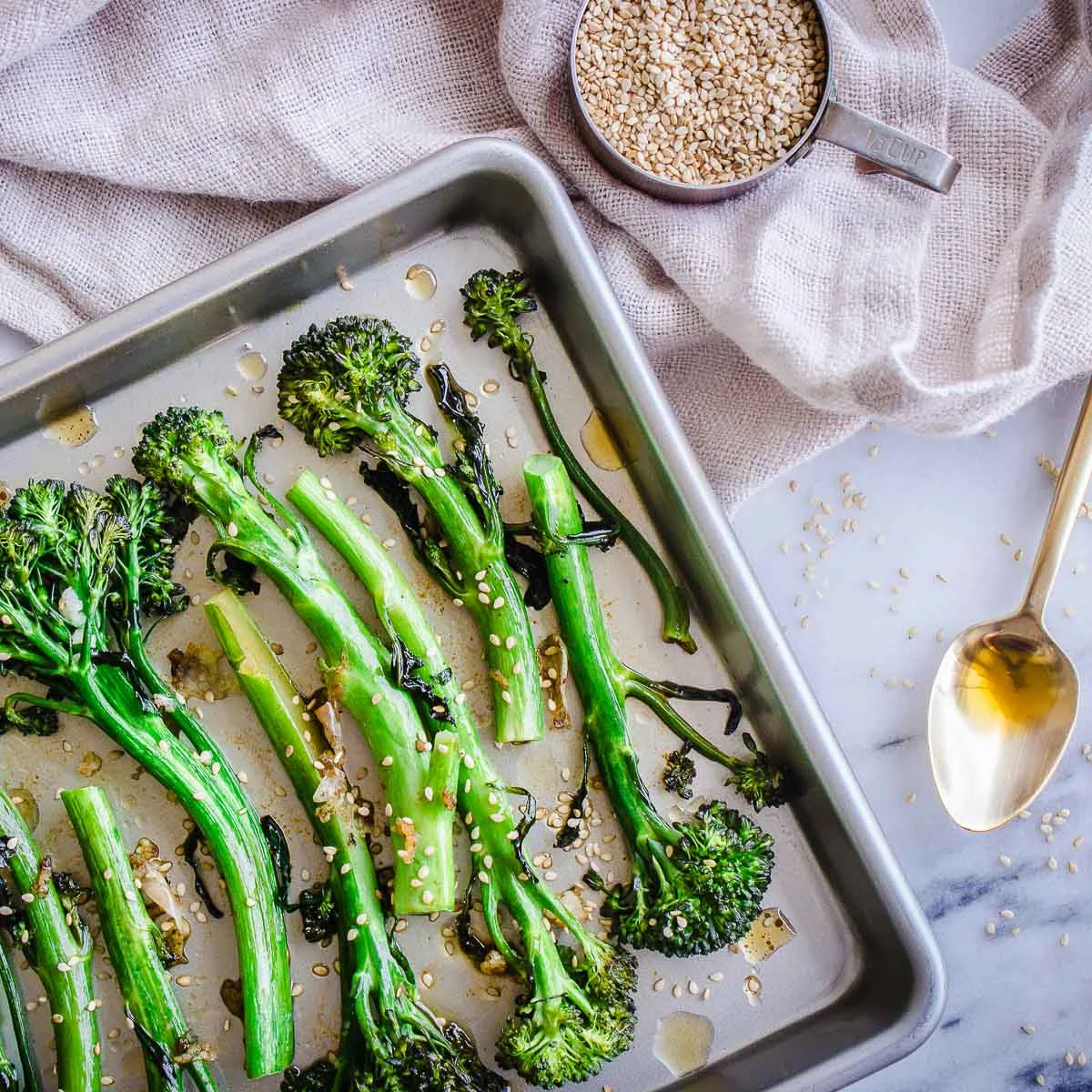 Roasted Broccoli with Sesame & Garlic (vegan & gluten-free)
