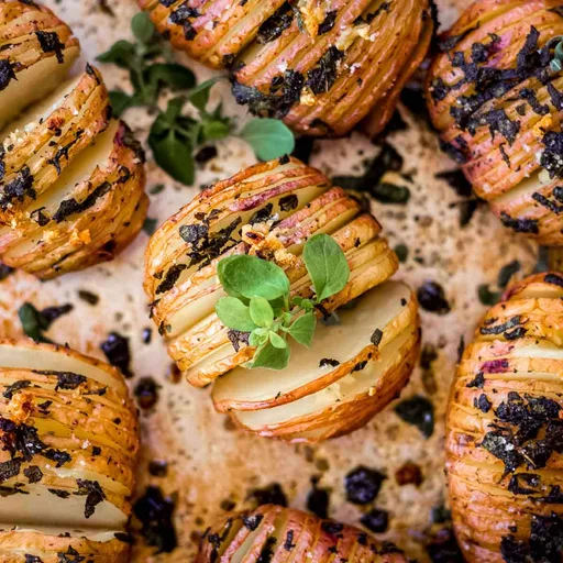 Garlic Hasselback Potatoes with Sage
