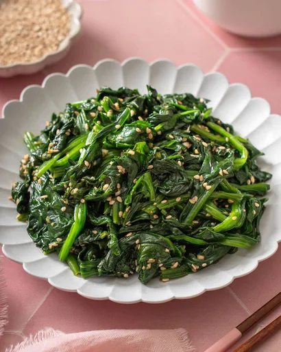 Guarnición coreana de espinacas (Sigeumchi Namul)