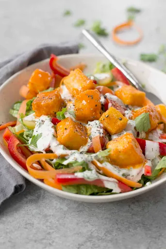 Buffalo Tofu Chicken Salad
