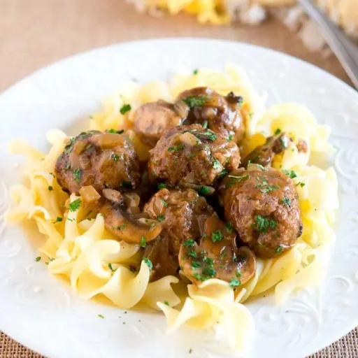 Salisbury Steak Meatballs with Mushroom Gravy