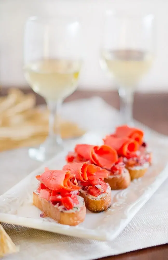 Smoked Salmon Crostini and Wine Pairing