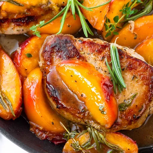 Chuletas de Cerdo con Melocotones