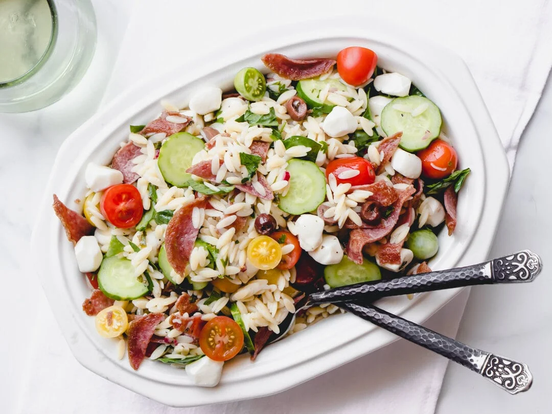Mediterranean Pasta Salad with Red Wine Vinaigrette