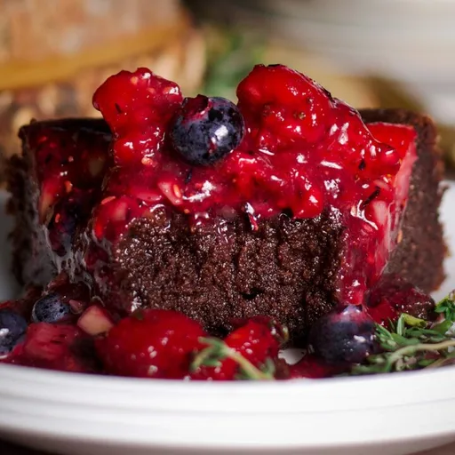 Chocolate Ricotta Cake {Flourless} With Berry Sauce