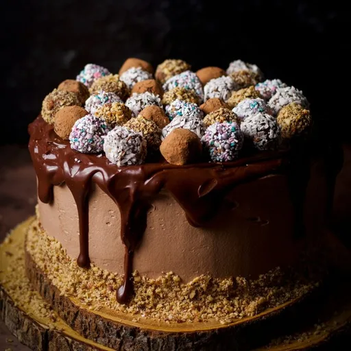 Tarta de Trufa de Chocolate Negro con Crema de Mantequilla de Chocolate con Leche