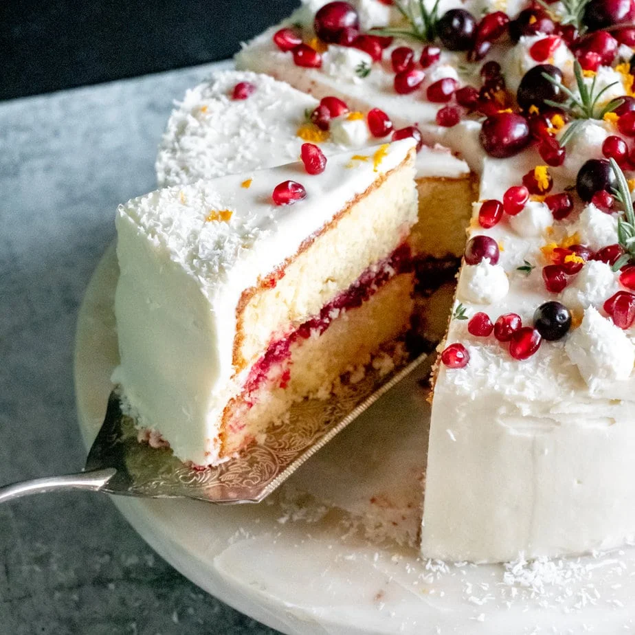 Orange Layer Cake with Cranberry Filling