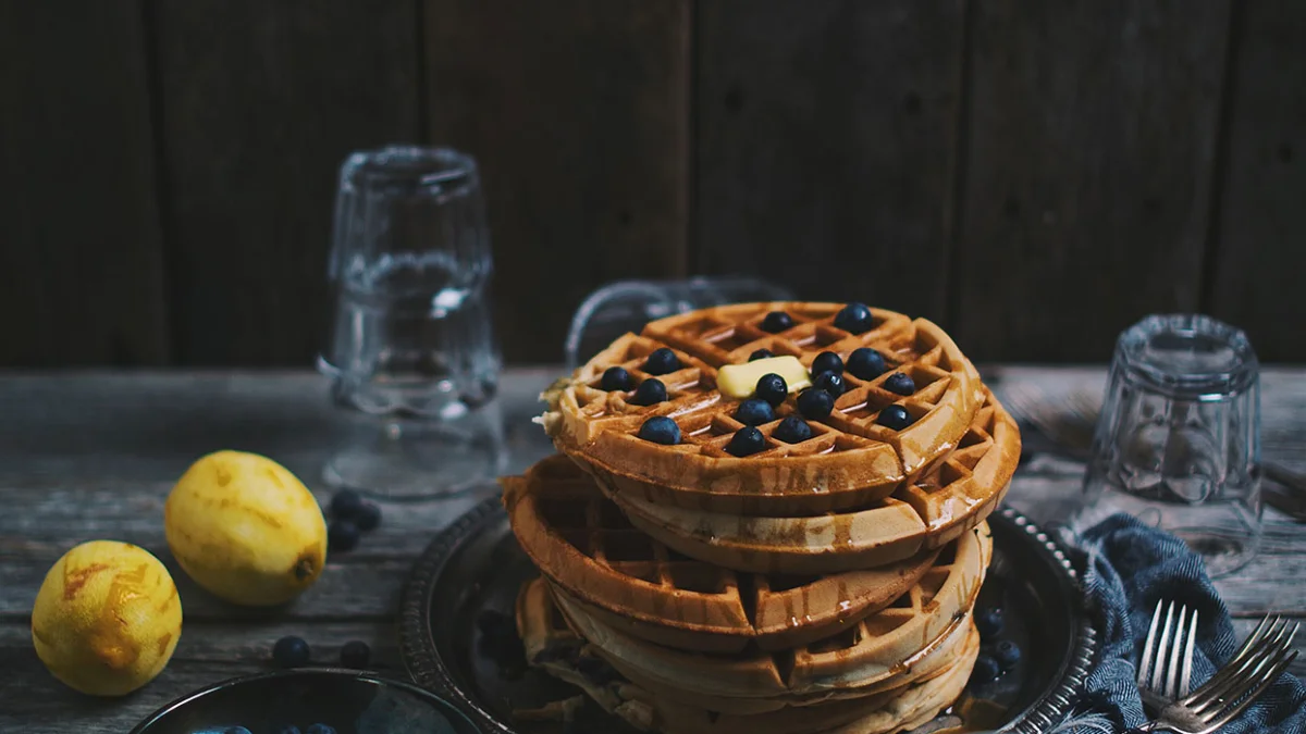 Blueberry and lemon waffles