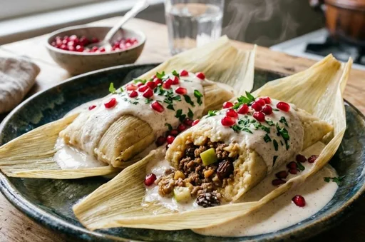 Receta de tamales en nogada rellenos para 12 personas