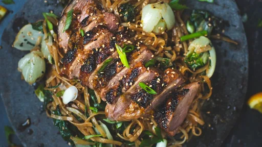 Grilled duck breasts with orange