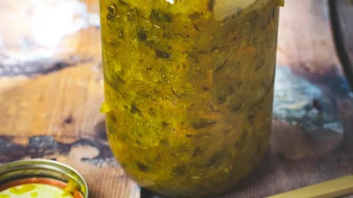 Homemade cucumber and carrot relish