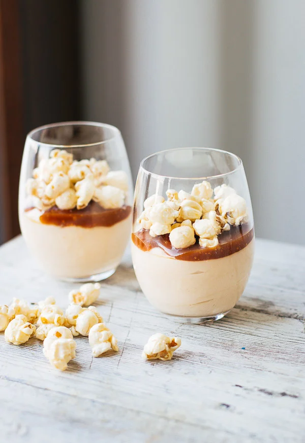 Salted Caramel Cheesecake Mousse (with Caramel Corn)