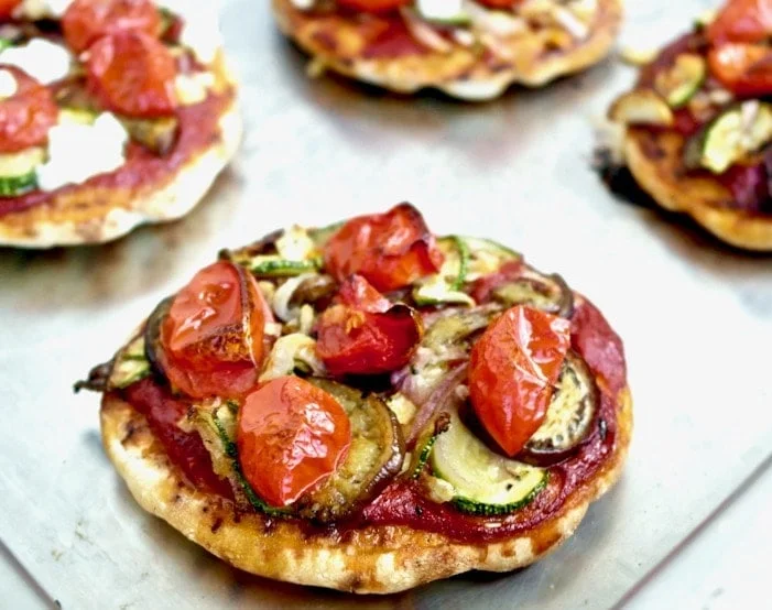 Greek Roasted Veggie Pita Pizza