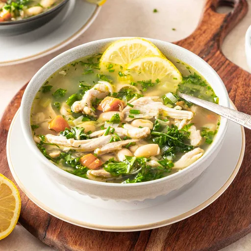 Lemon Chicken and White Bean Soup with Kale