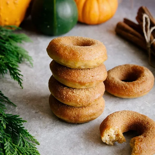 Donuts veganos de calabaza al horno con azúcar y canela