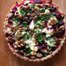 Beet, Goat Cheese and Walnut Tart