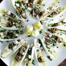 Endive Boats with Pear, Blue Cheese & Shallot Vinaigrette