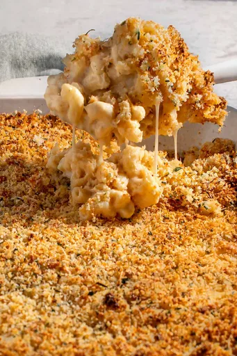 Baked Three Cheese Mac and Cheese with Parmesan Crust