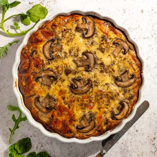 Quiche de beicon y champiñones