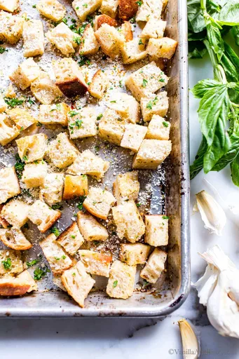 Crunchy Croutons from Leftover Sourdough Bread