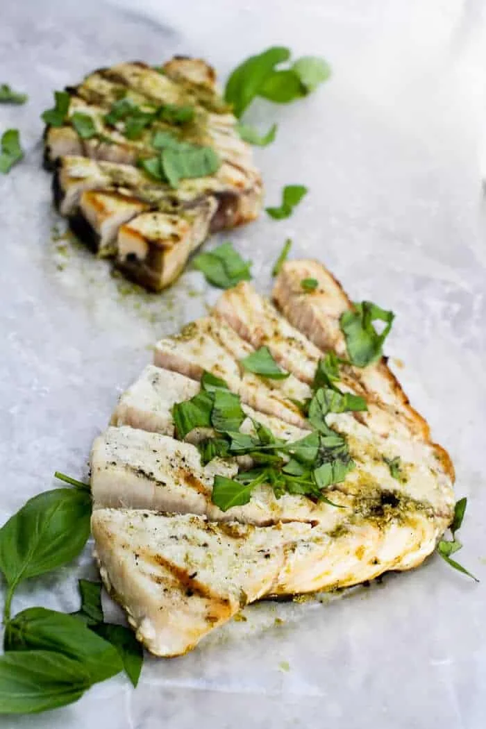 Grilled Swordfish with Basil Pesto