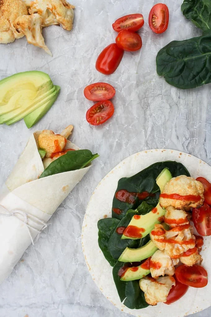 Veggie Wraps with Buffalo Cauliflower