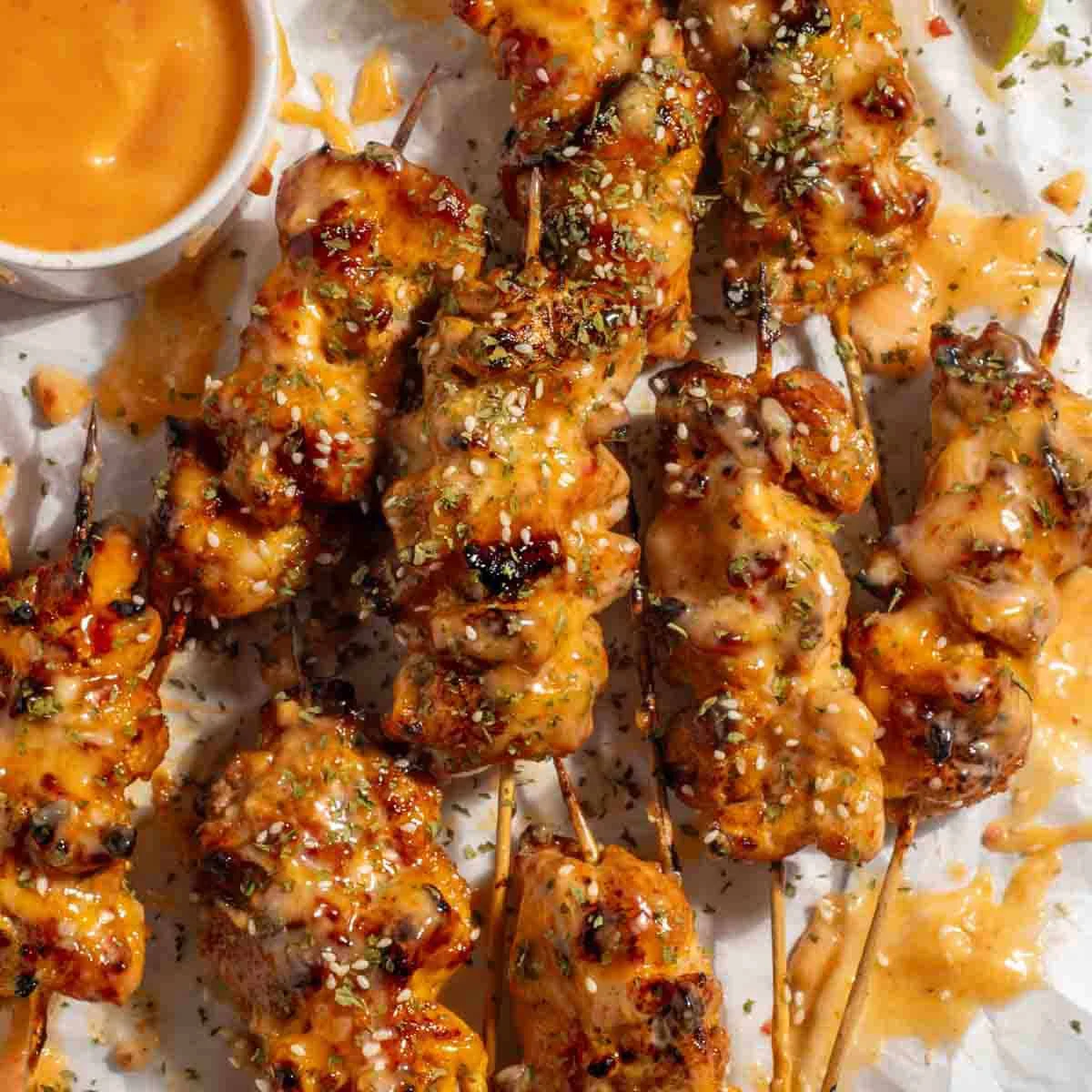 Oven-baked Bang Bang Chicken Skewers