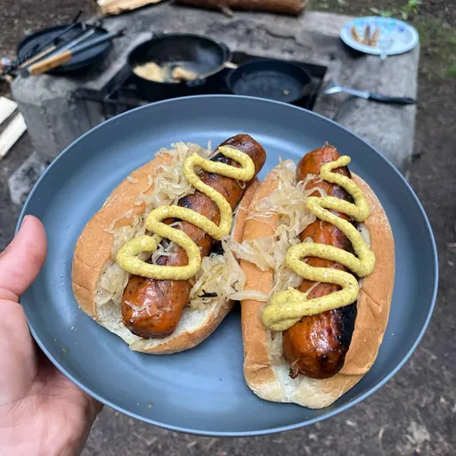 Campfire Bratwurst and Sauerkraut