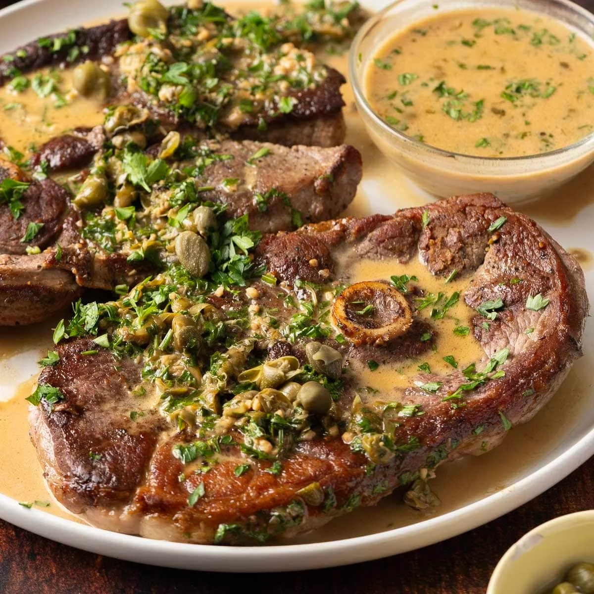 Lamb Steaks with Caper Pan Sauce