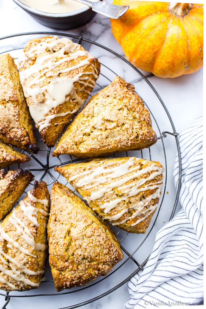 Tender Spiced Pumpkin Scones with Maple Glaze