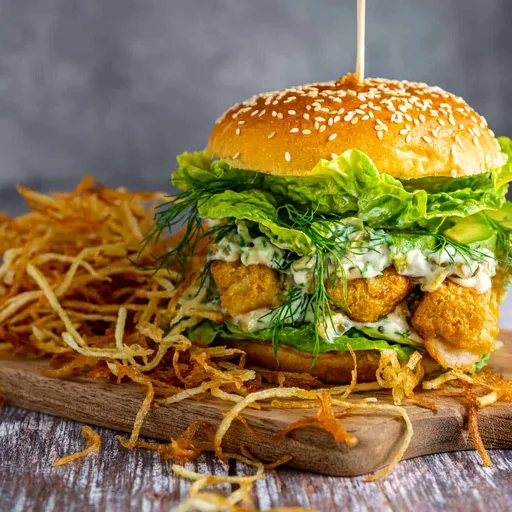 The ultimate fish finger sandwich with chunky homemade tartar sauce