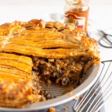 Mushroom and Sundried Tomato Pesto Pie with Parmesan and Black Pepper Crust
