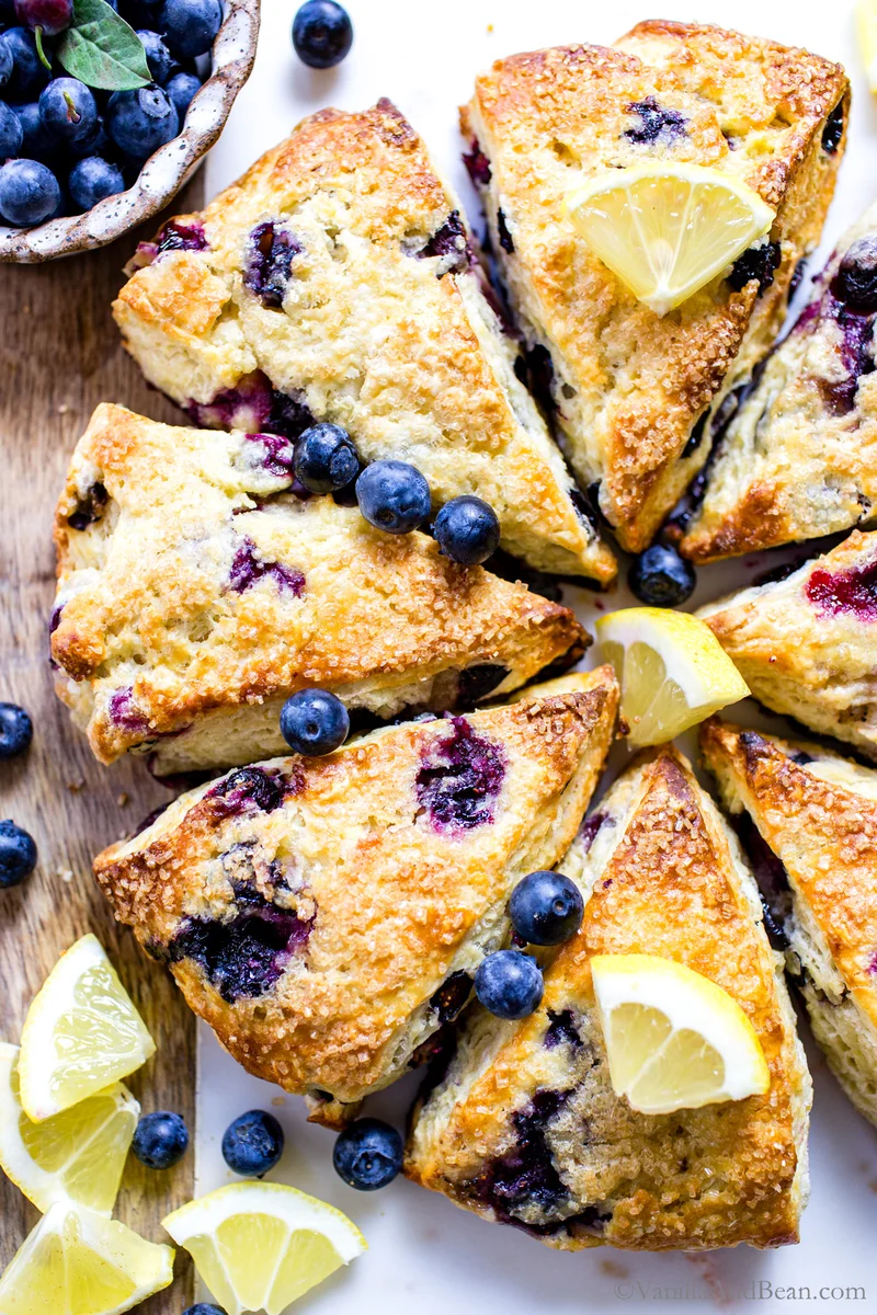 Tender Lemon Blueberry Sourdough Scones