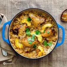 Easy Chicken and Rice Casserole with Roasted Pineapple Habanero Sauce