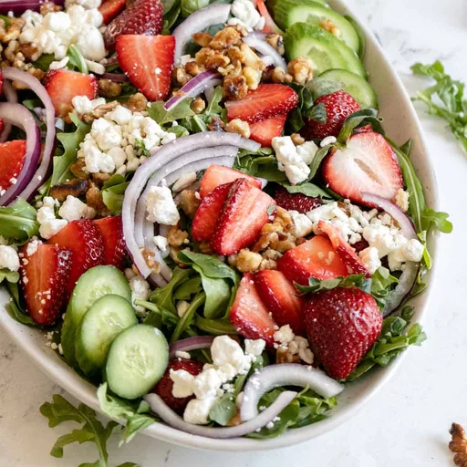 Strawberry Goat Cheese Salad with Basil Balsamic Dressing