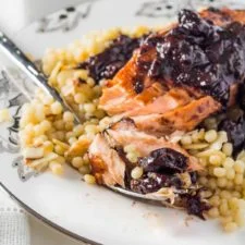 Chipotle Cherry Sauce over Broiled Salmon