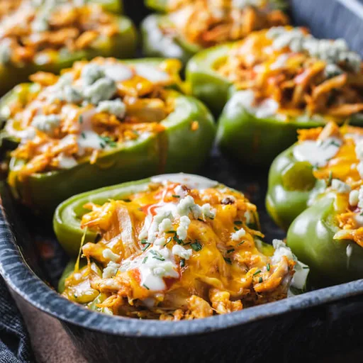 Pimientos Rellenos de Pollo Buffalo (Keto)