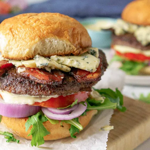 Wagyu Burger with Bacon and Blue Cheese