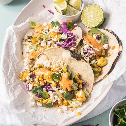 Zucchini and Corn Tacos with Chipotle Sauce