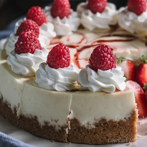 Keto Cheesecake with Raspberry Swirl