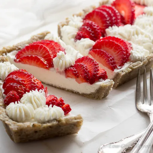 No Bake Sugar Free Strawberry Cheesecake Tart (low carb, keto)