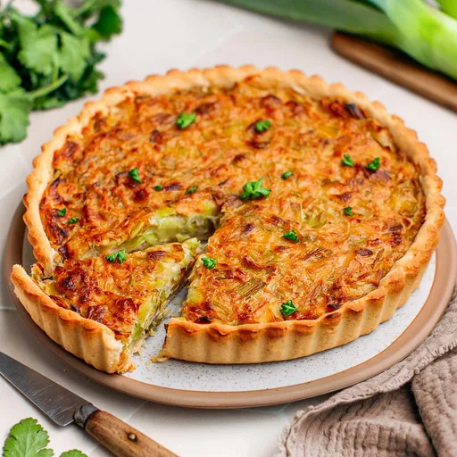 Tarta vegana de puerros