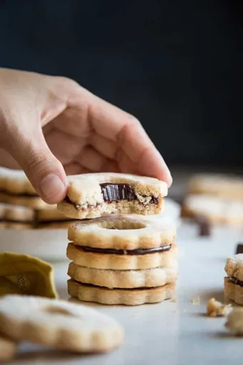 Chocolate Ganache Linzer Cookies