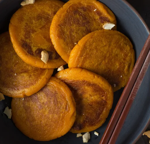 Sweet Potato Mochi Pancakes with Brown Sugar Nut Filling