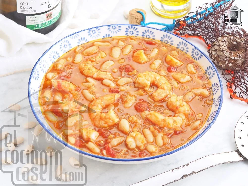 Alubias con langostinos