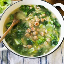 Homemade Italian Wedding Soup With Baked Chicken Meatballs