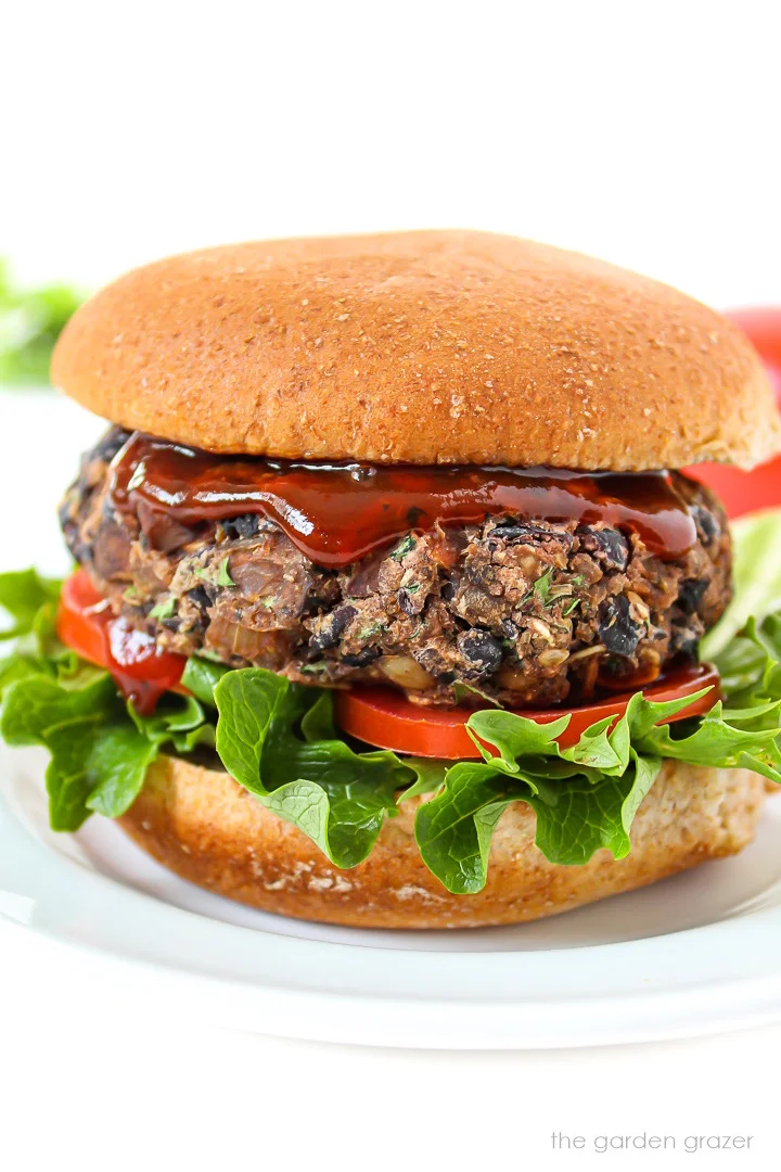 Black Bean Mushroom Burger (Vegan!)