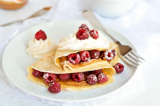 Raspberries & Cream Crepes