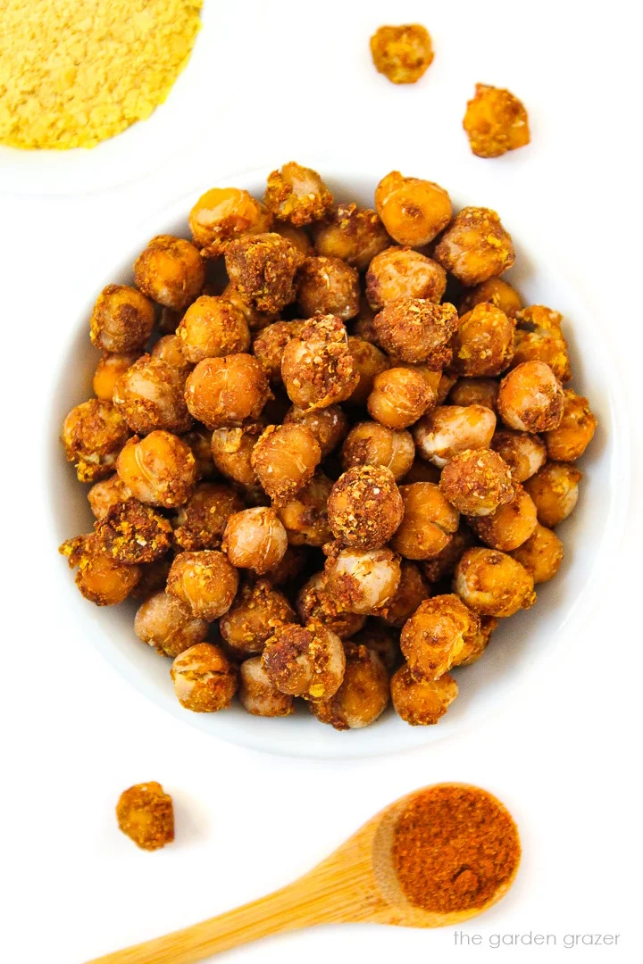Cheesy Nacho Roasted Chickpeas (Easy!)